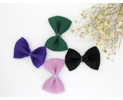 熱銷 服飾鞋帽DIY手工加工精美蕾絲蝴蝶結彩色 麻布花 可定制