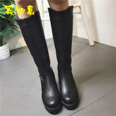 歐美季新款長靴高筒英倫風(fēng)復(fù)古加絨皮靴馬丁靴騎士靴粗跟女靴子黑色 賓如意長靴型號【價格 圖片 品牌 報價】-蘇寧易購樸云服飾鞋帽專營店